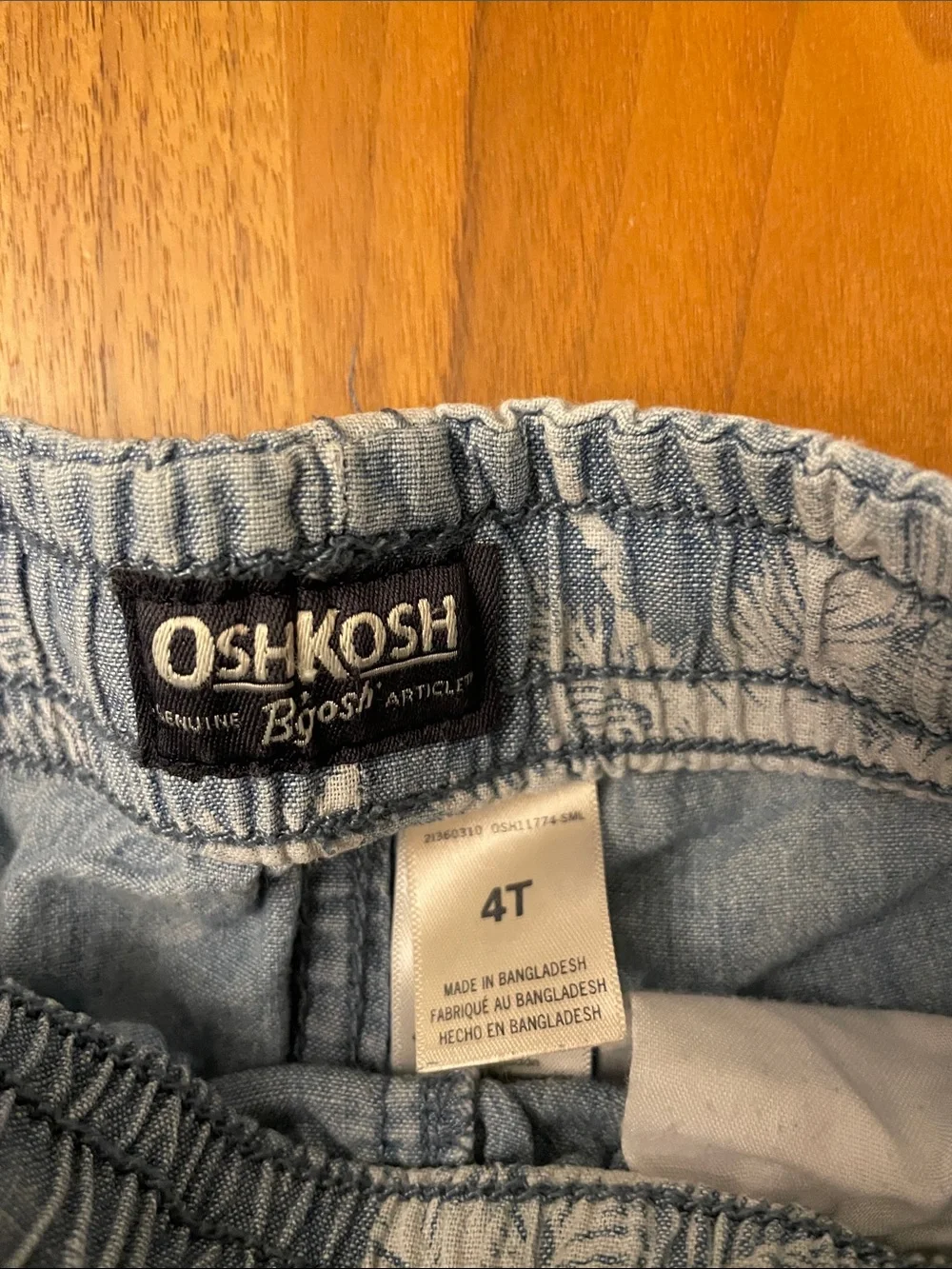 OshKosh B'gosh Light Blue Palm-Print Drawstring Shorts